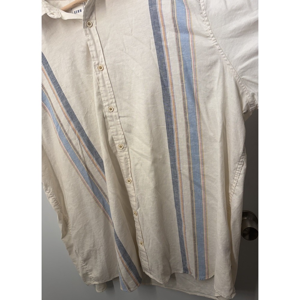 ROWM Mens Shirt 3XB Big and Tall 3X Short Sleeve Button Front Striped - Picture 2 of 9